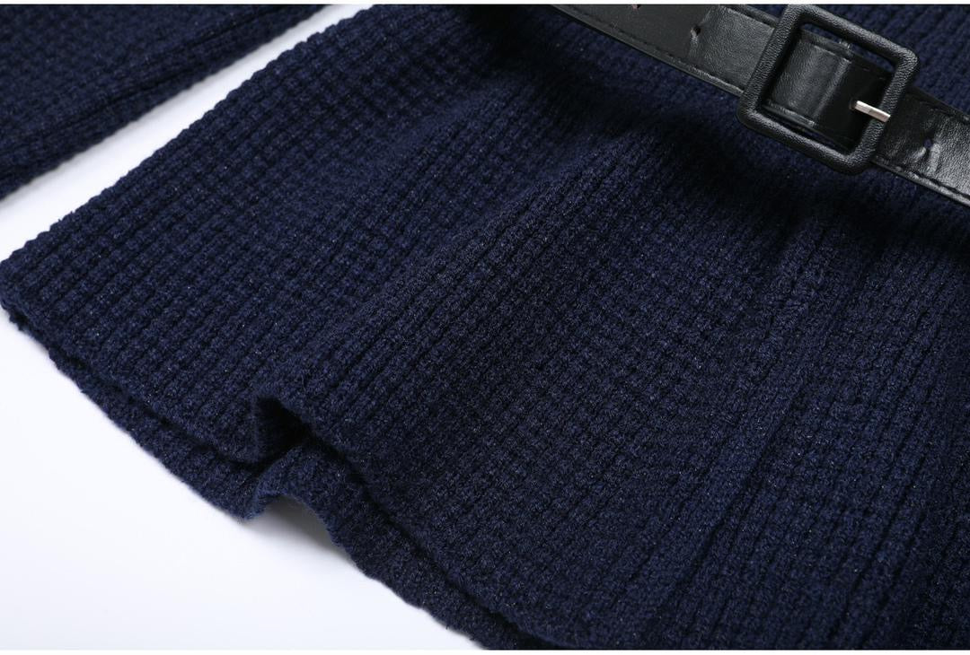 Belted Knit Cardigan & Pencil Skirt Set