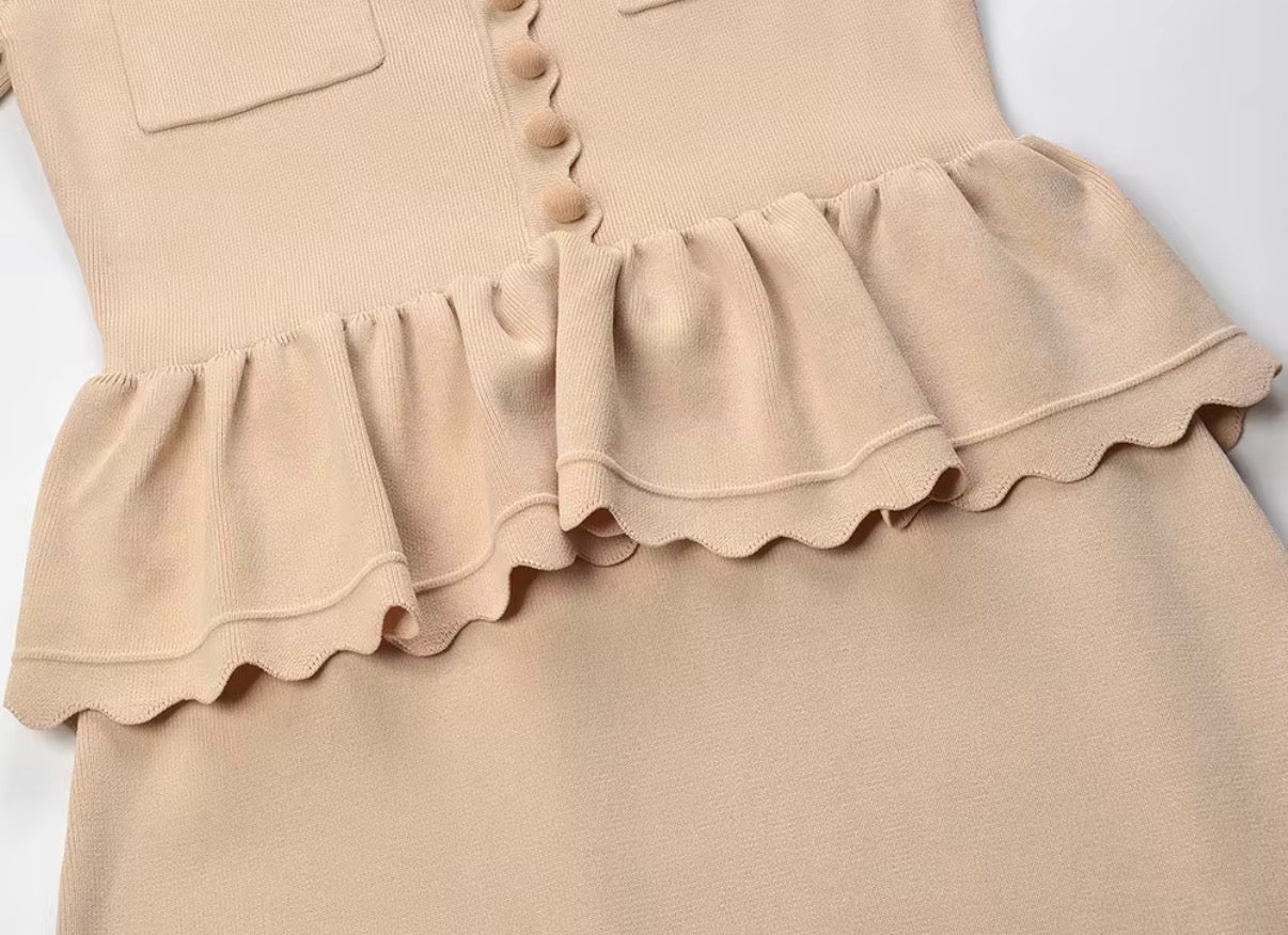 Soft Sculpt Peplum Midi Dress