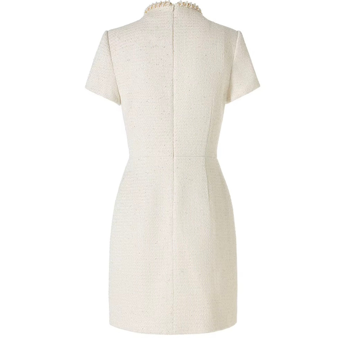 Pearl Trim Tweed Mini Dress