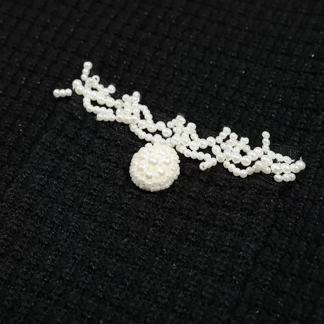 Chanel-Inspired Pearl Button Tweed Mini Dress