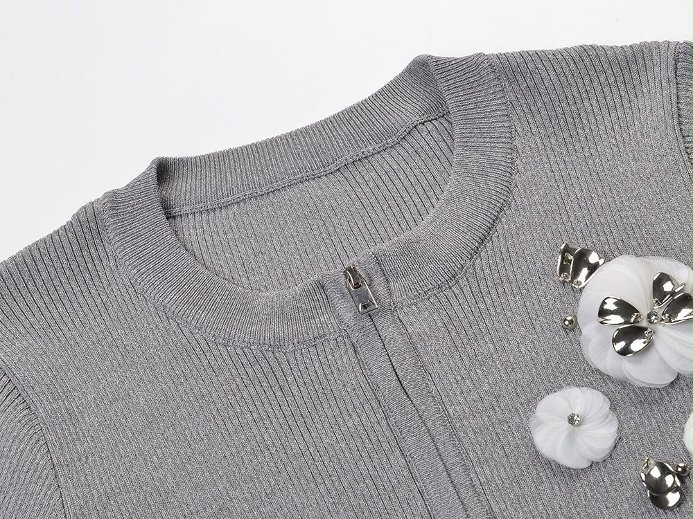 Fleur Embellished Zip Cardigan