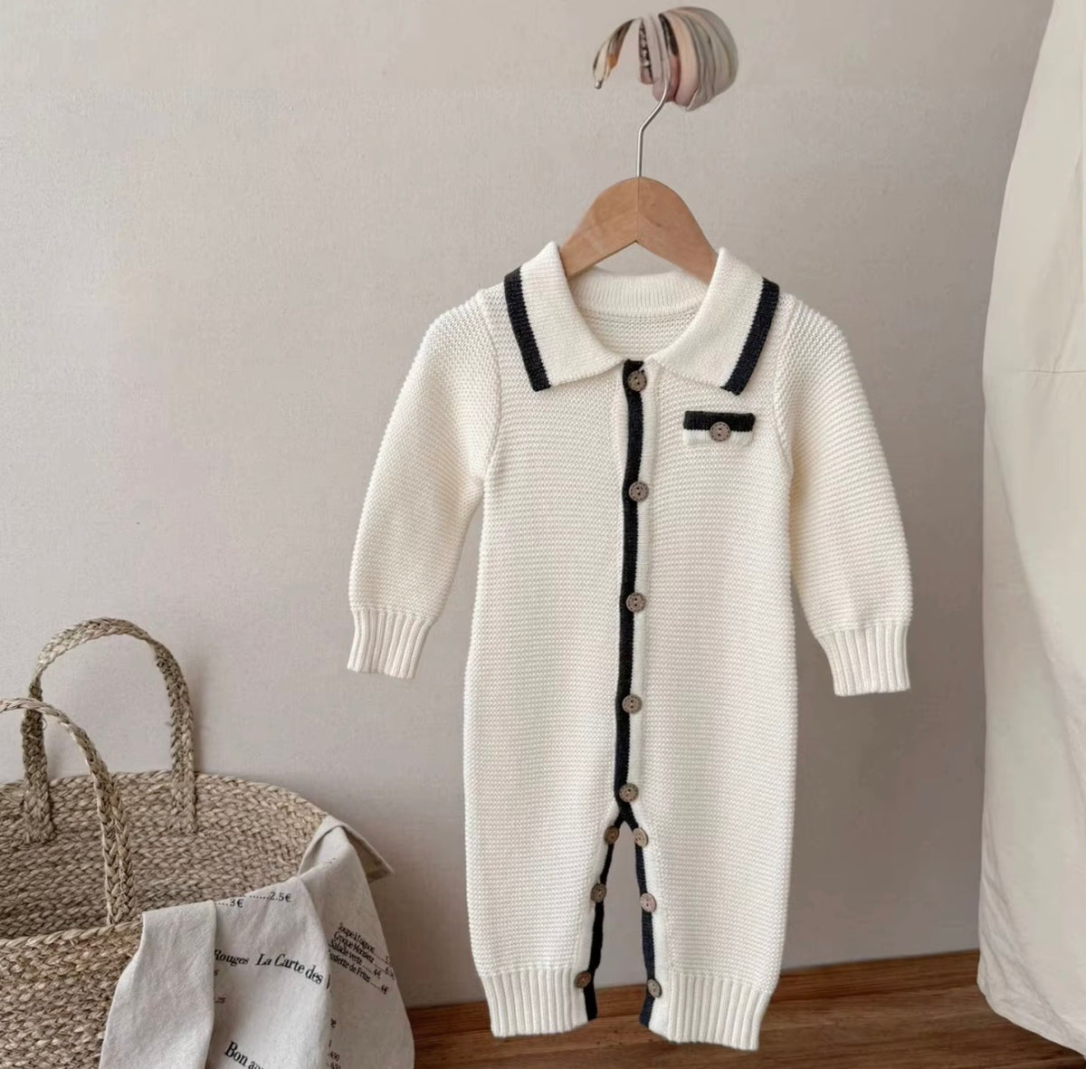 Classic Contrast Knit Romper