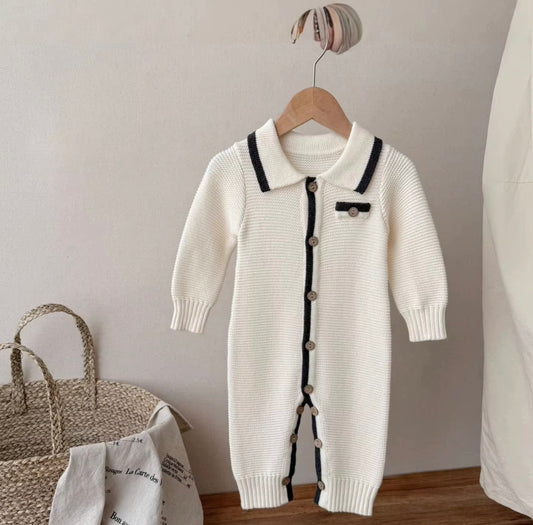 Classic Contrast Knit Romper
