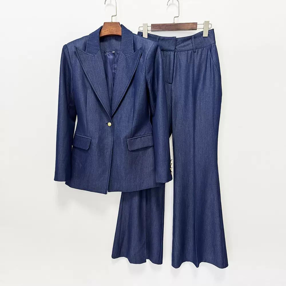 Denim Tailored Suit Set