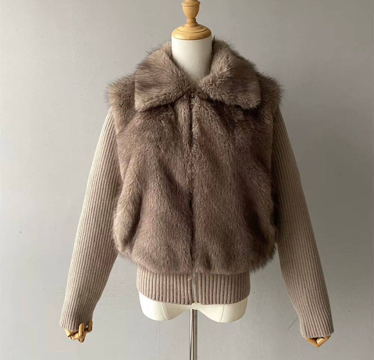 Luxe Fur Panel Knit Jacket