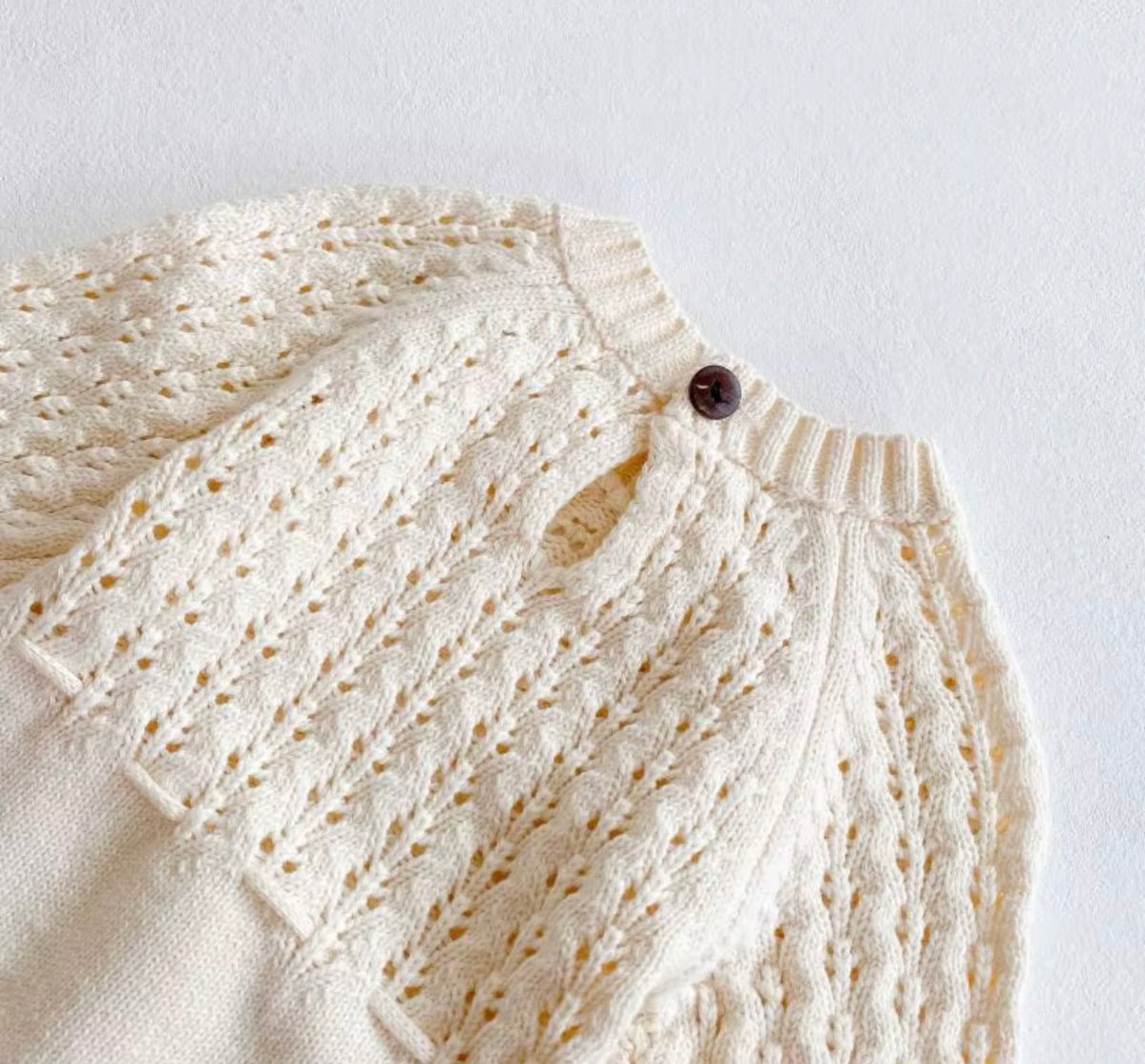 Ivory Pointelle Knit Romper