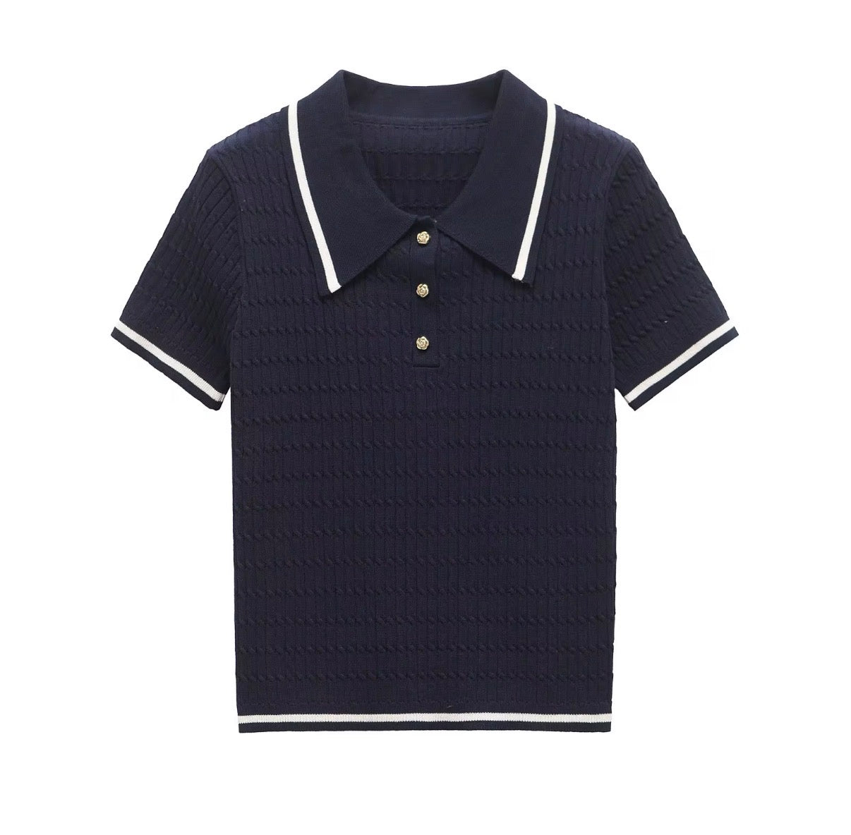 Textured Polo Knit Top