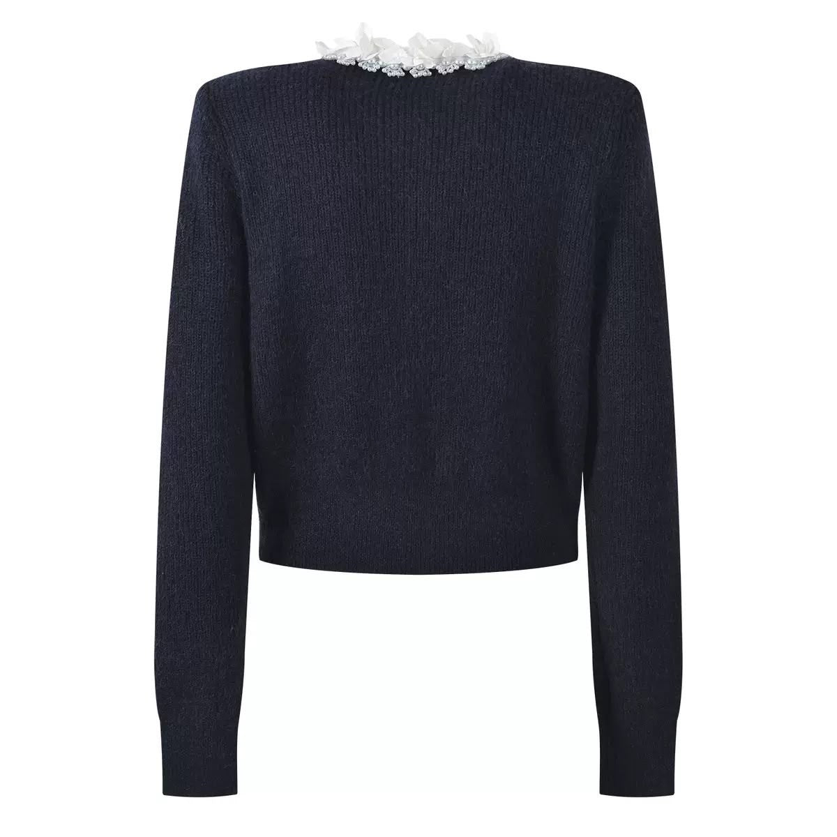 Floral Pearl Collar Knit Cardigan