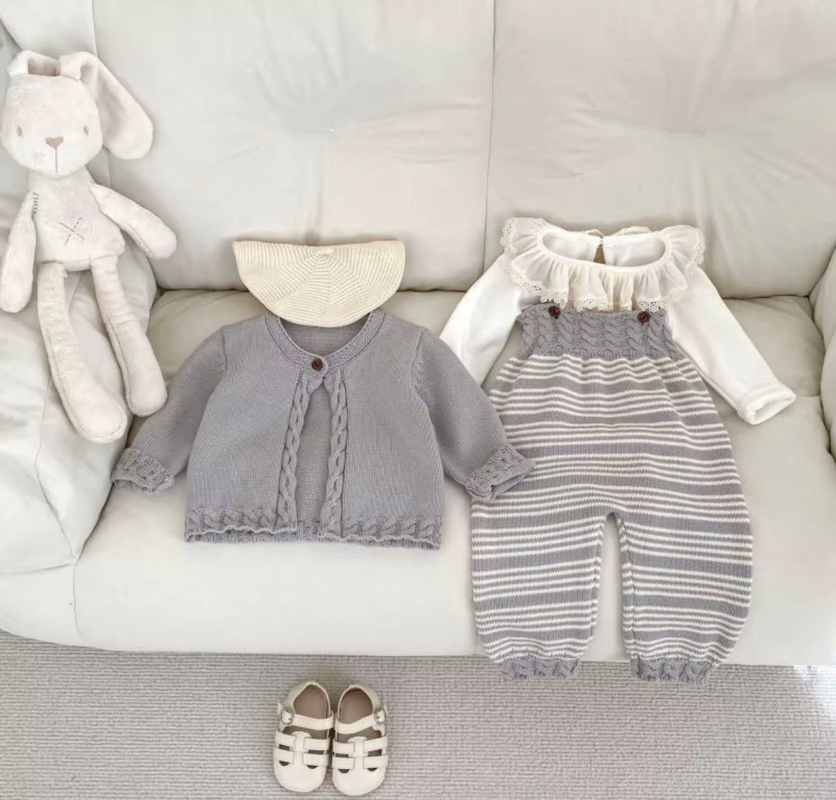 Cozy Grey Knit 3-Piece Set