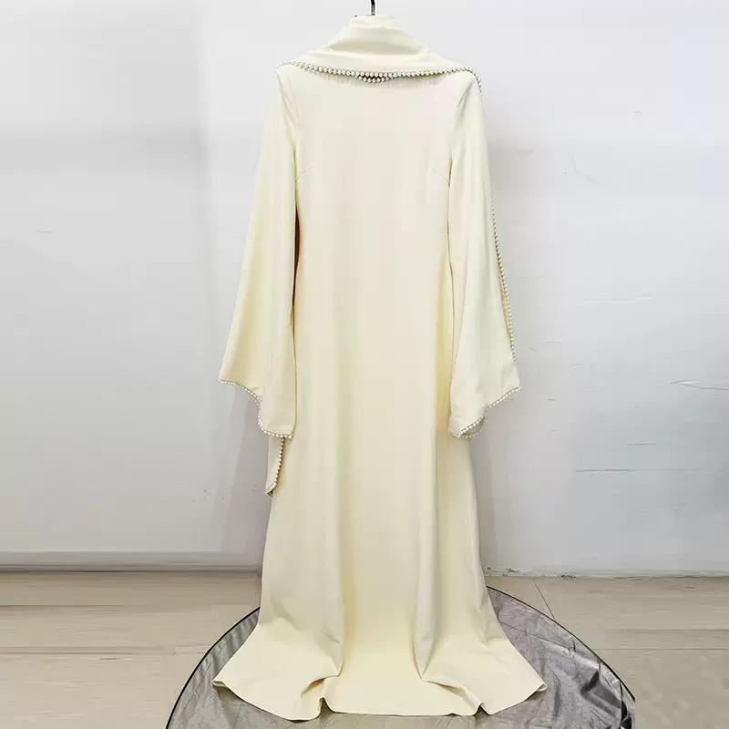 Pearl Trim Cape Sleeve Maxi Dress