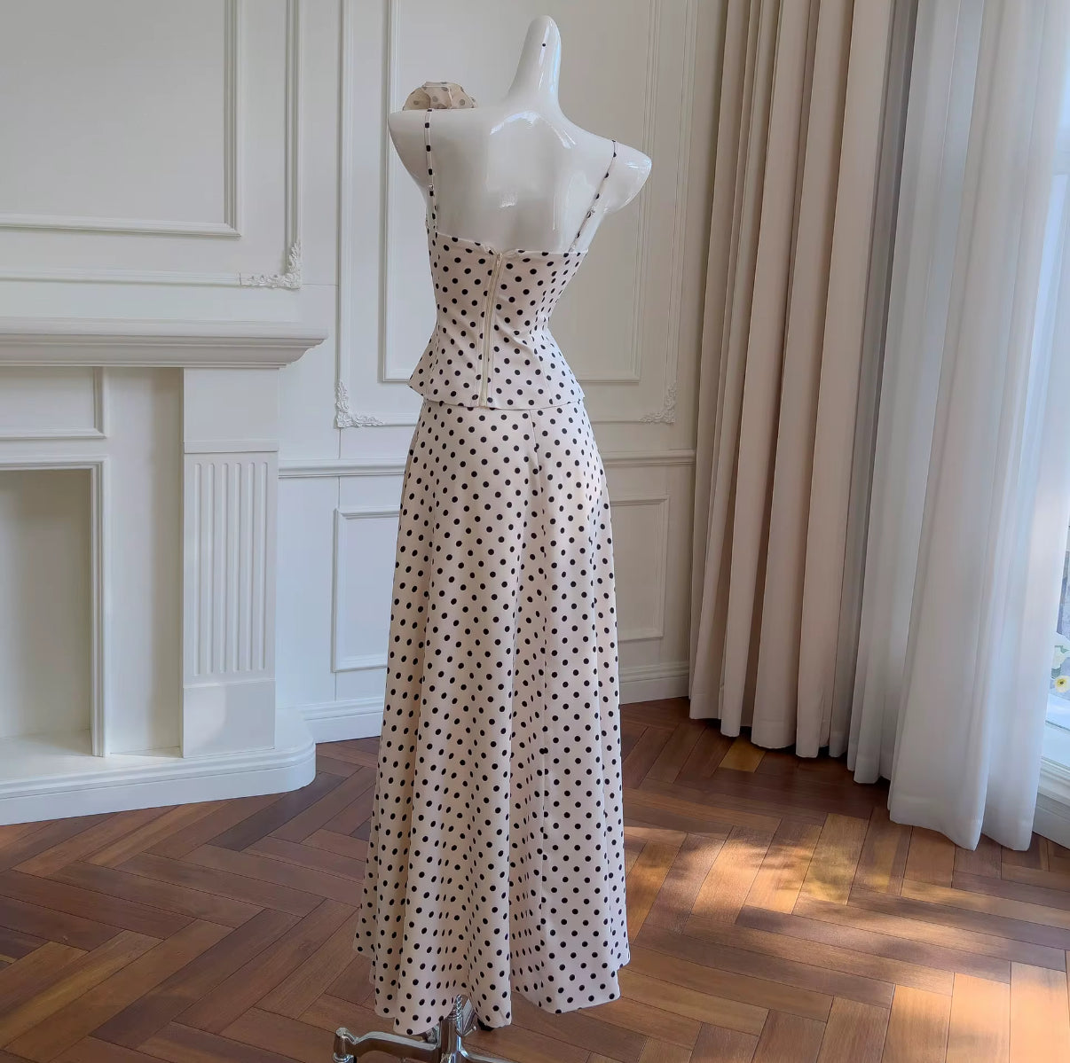 Polka Dot Two-Piece Skirt Set