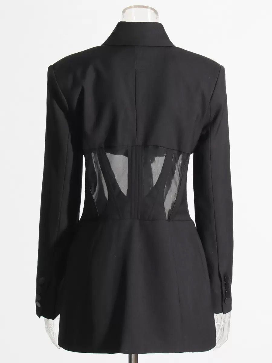 tailored fit blazer with sheer corset waist