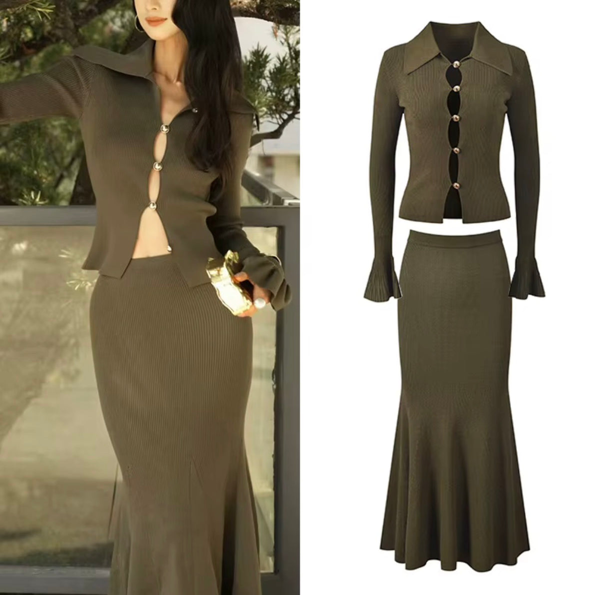 Monaco Contrast Collar Ribbed Top