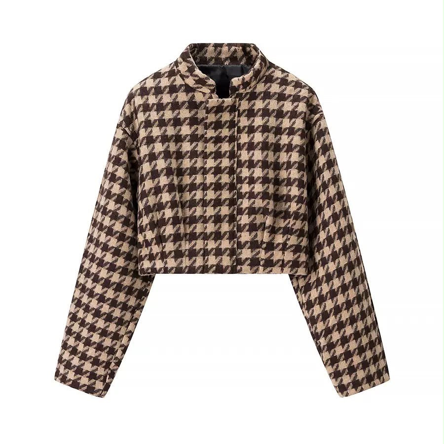 Houndstooth Cropped Jacket & Shorts Set