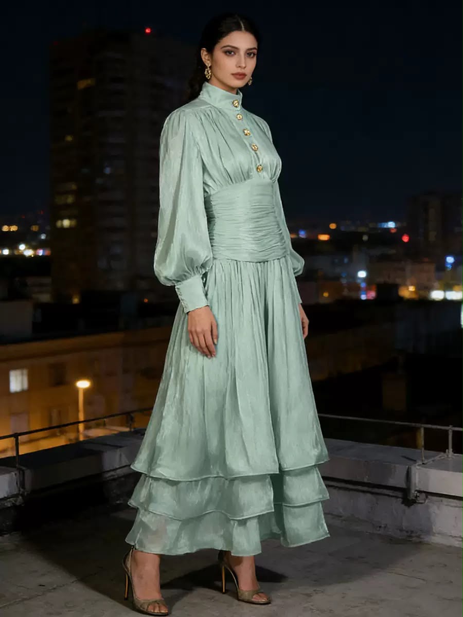 Cascade Satin Dress