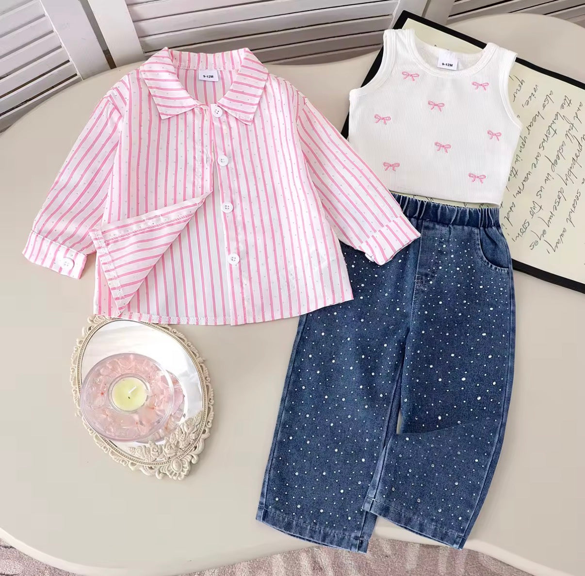 Sparkle Stripe Denim Set