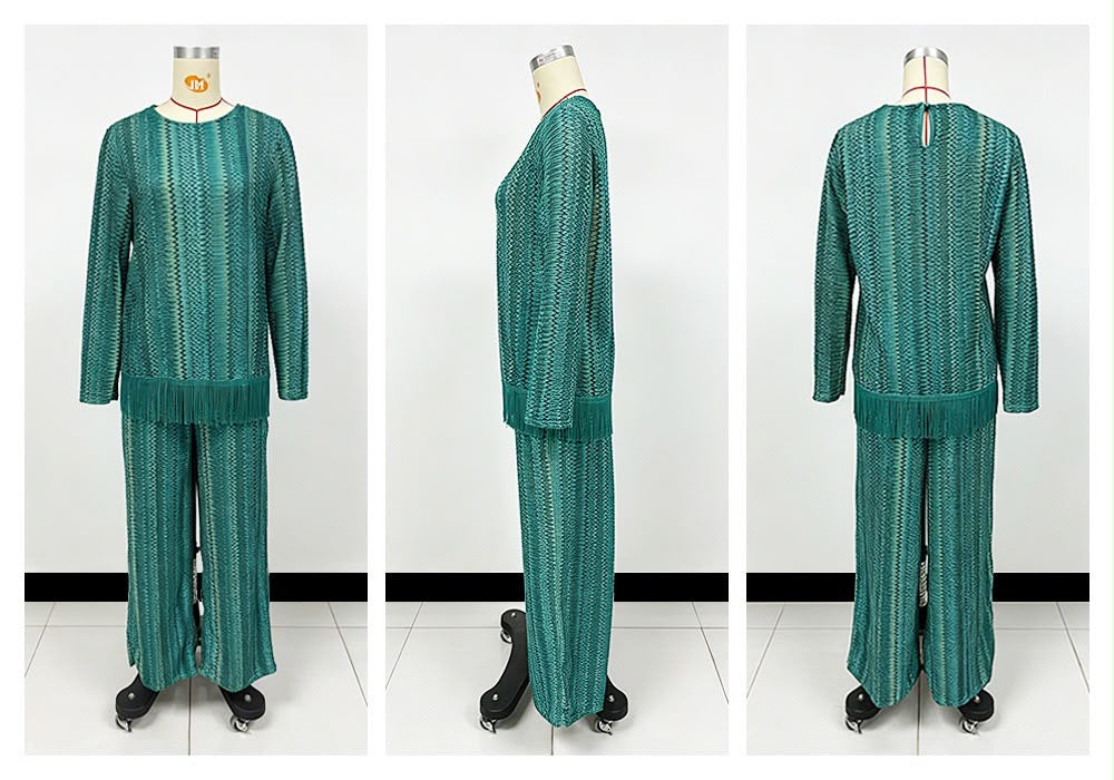 Emerald Shimmer Fringe Set