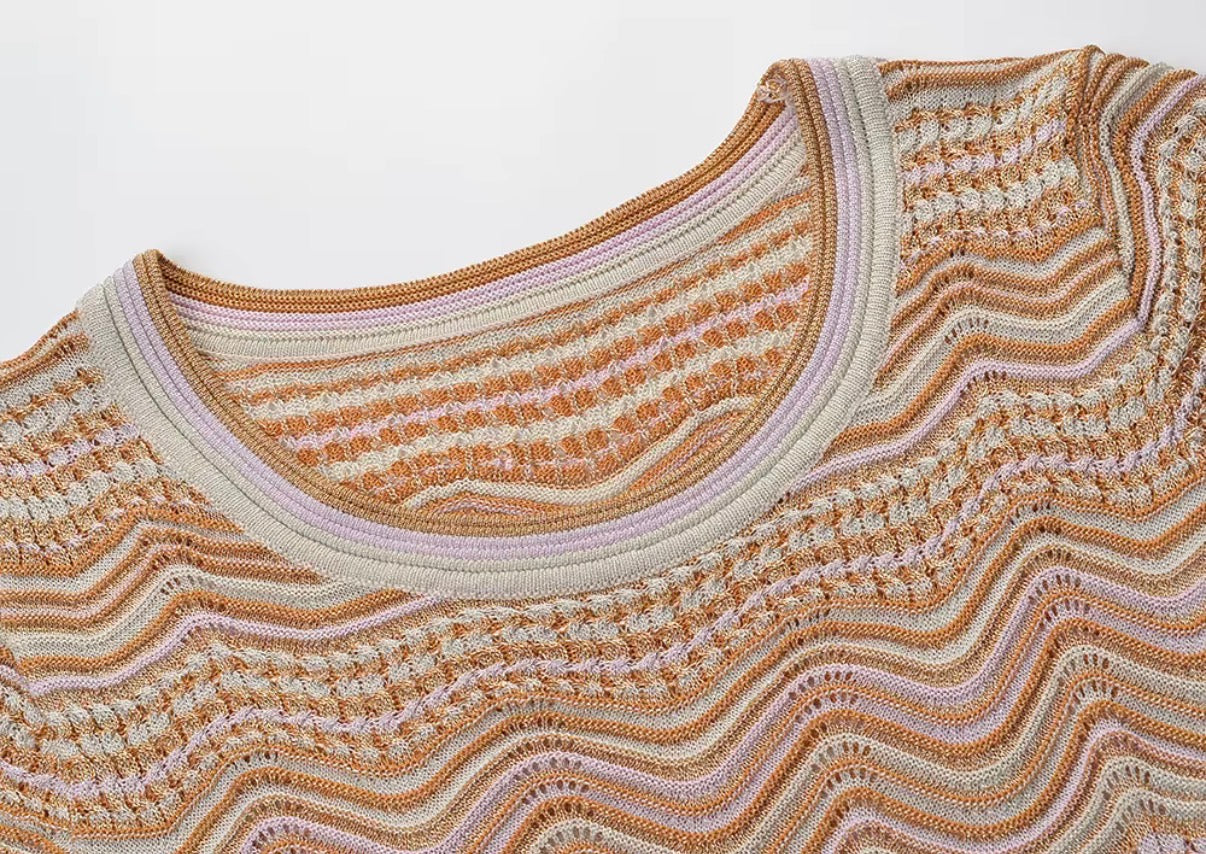 Sunset Wave Knit Maxi Dress