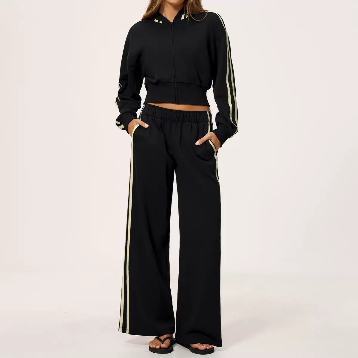 Retro Stripe Wide-Leg Tracksuit