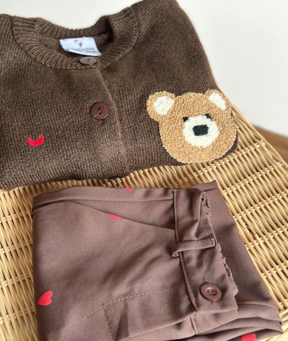 Teddy Hearts Knit Set