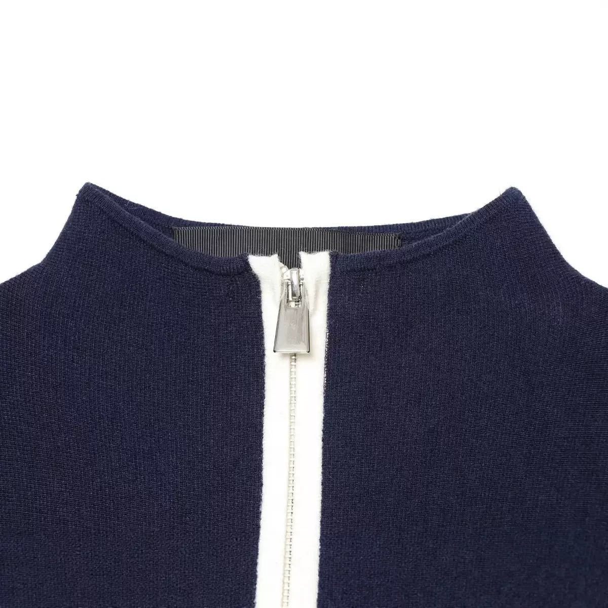 Contrast Zip Knit Cardigan