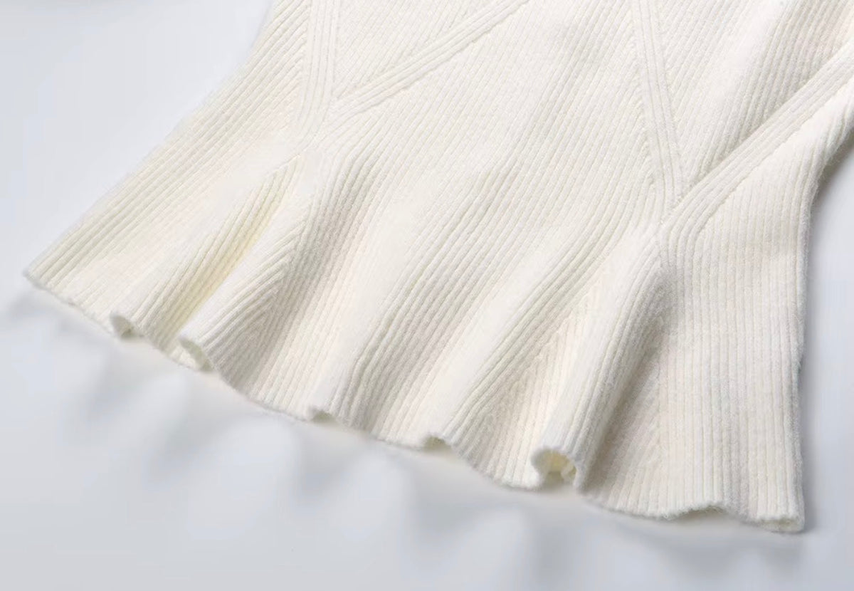 Elara Peplum Ribbed Knit Top