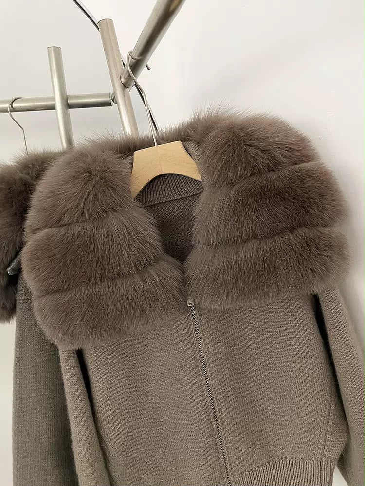 Mocha Luxe Fur Knit Jacket