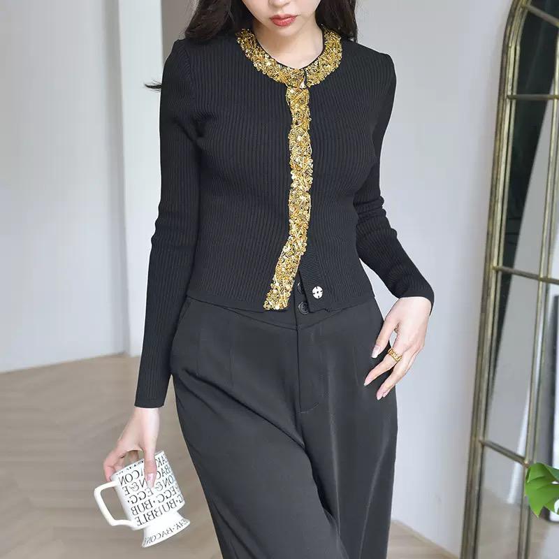 Noir Impériale Embellished Knit Top