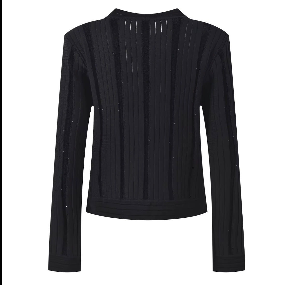 Gold Button Ribbed Knit Cardigan