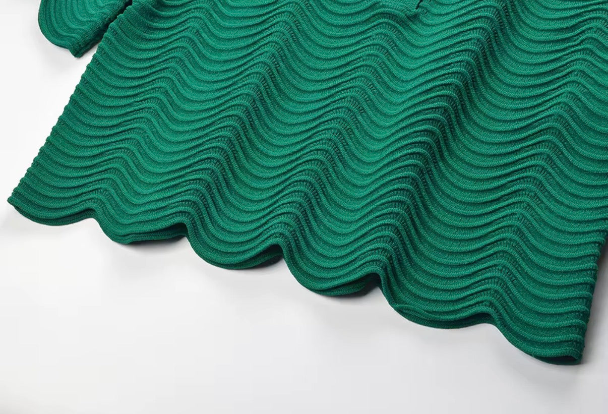 Emerald Wave Knit Skirt Set