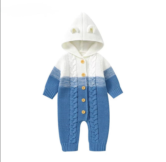 Cozy Bear Hooded Knit Romper
