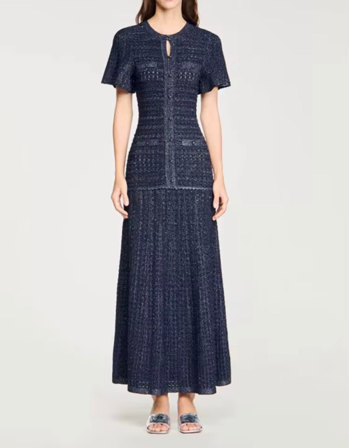 Button Front Knit Maxi Dress