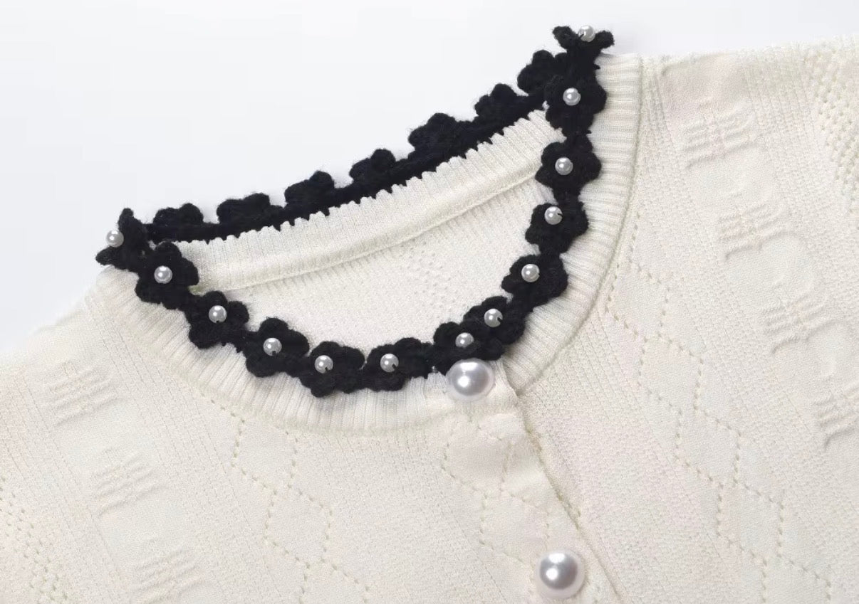 Pearl Trim Knit Top