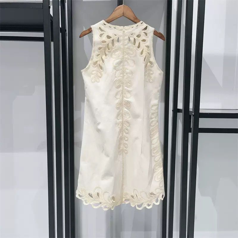 Ivory Embroidered Cutout Mini Dress