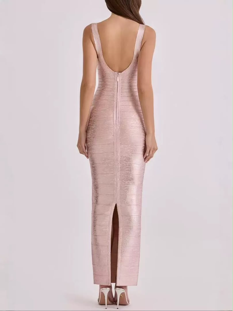 Metallic Sculpt Maxi Dress