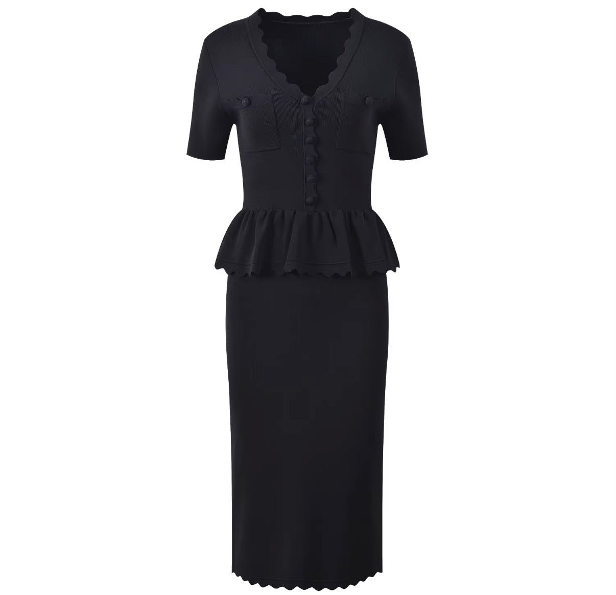 Soft Sculpt Peplum Midi Dress