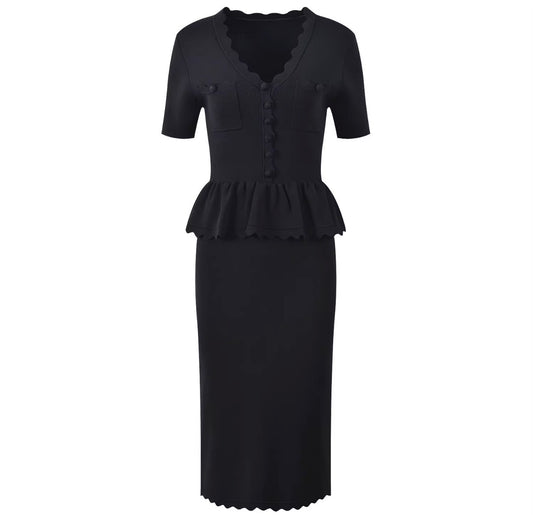 Soft Sculpt Peplum Midi Dress