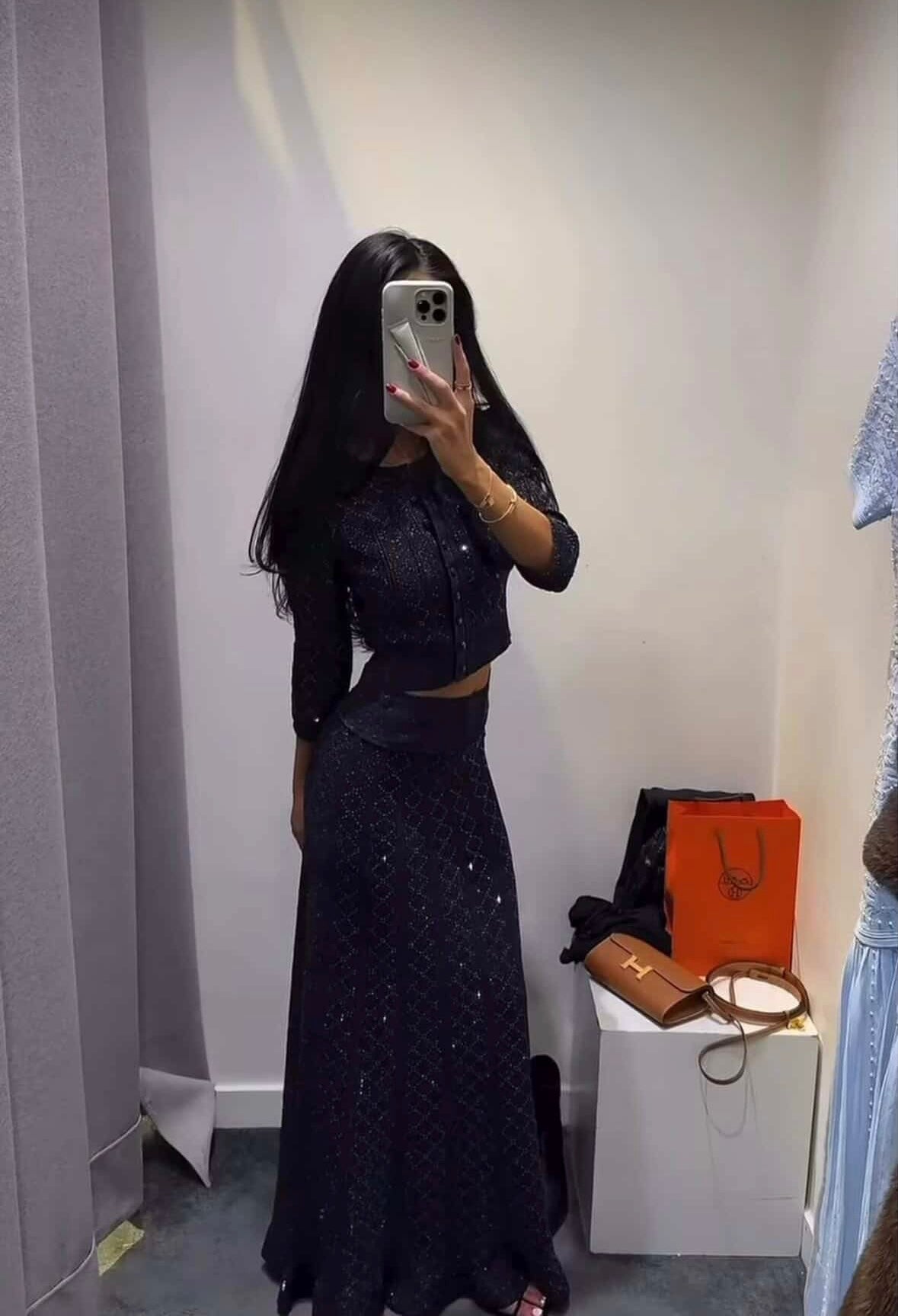 Glitter Knit Two-Piece Maxi Set