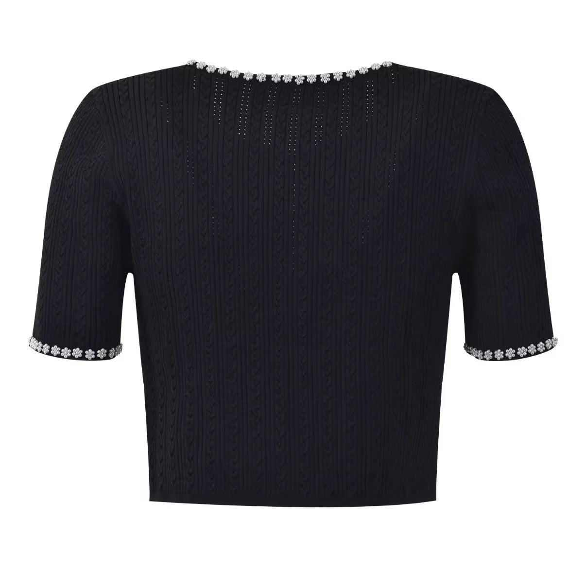 Chic pearl trim ensemble