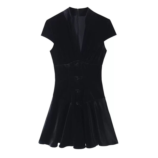 Noir Velvet Mini Dress