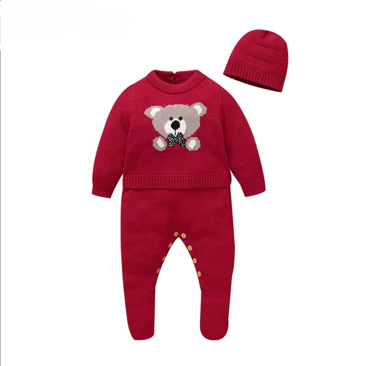 Teddy Bear Knit Set with Beanie