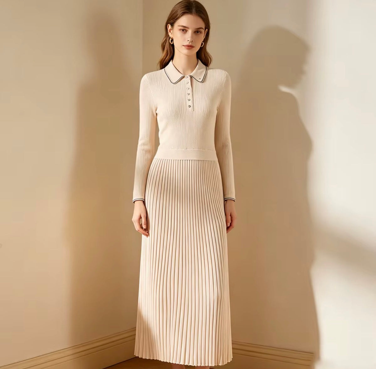 Camille Pleated Polo Maxi Dress