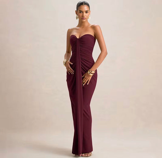 Strapless Ruched Maxi Dress