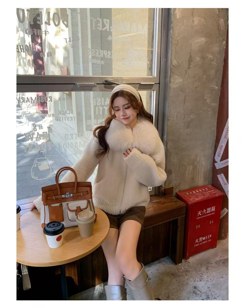Ivory Cloud Faux-Fur Jacket