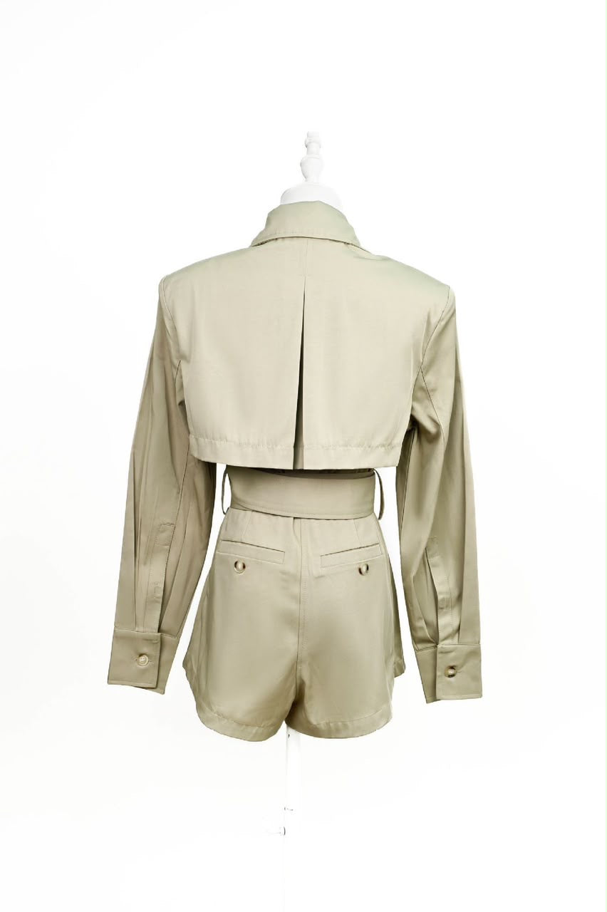 Sage Trench Romper Set