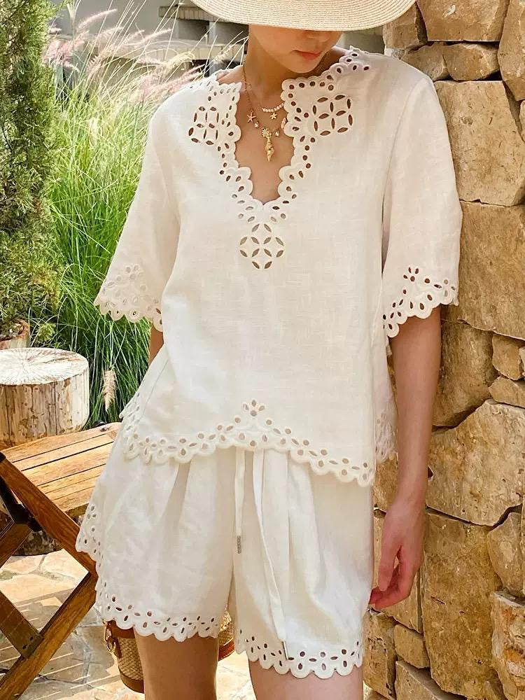 Ivory Breeze Broderie Lounge Set