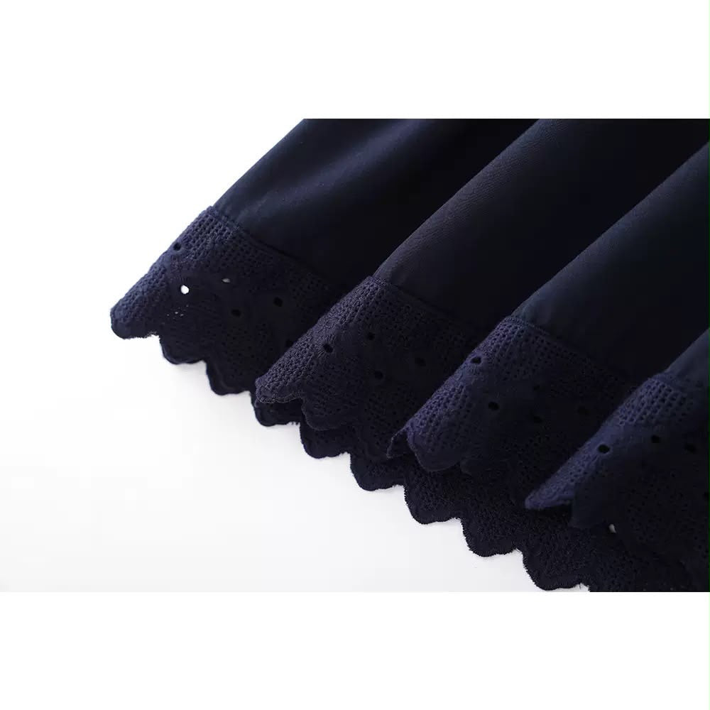 Polo Knit Lace-Trim Maxi Dress