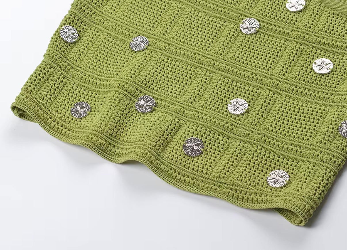 Emerald Fringe Crystal Knit Set