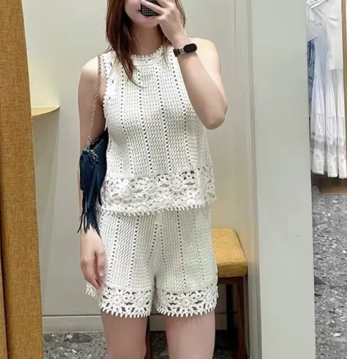 White Crochet Two-Piece Summer Set