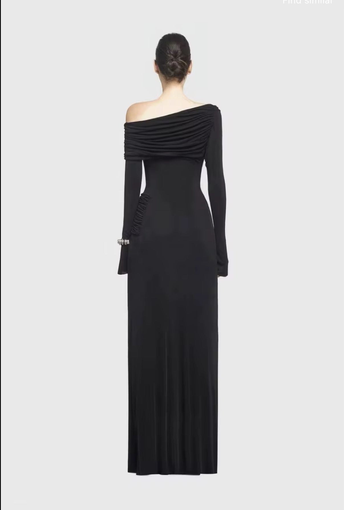 Black One-Shoulder Maxi Dress with Draped Detailing